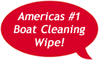 Red caption bubble saying America's #1 boat cleaning wipe